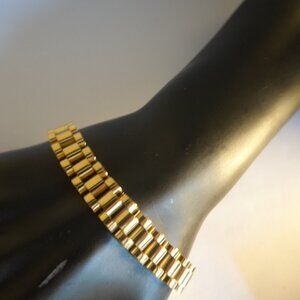 Vintage chunky flat link bracelet gold tone